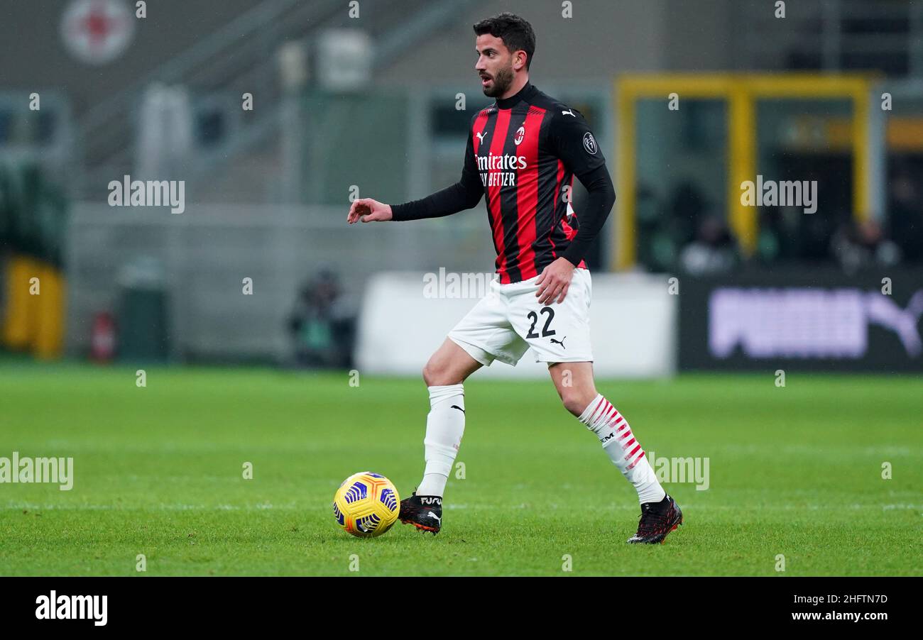 LaPresse - Spada 23 januar , 2020 Mailand ( Italien ) Sport Soccer A.C. Mailand- Stagione 2020-2021 - Serie A Mailand vs Atalanta im Bild: Mateo Musacchio Stockfoto