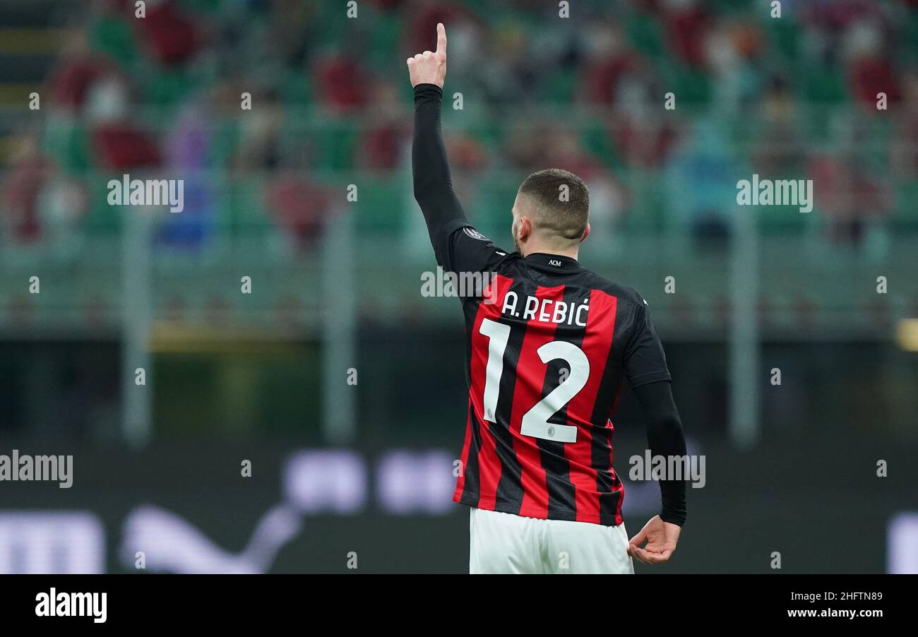 LaPresse - Spada 23 januar , 2020 Mailand ( Italien ) Sport Soccer A.C. Mailand- Stagione 2020-2021 - Serie A Mailand vs Atalanta im Bild: Ante Rebic Stockfoto