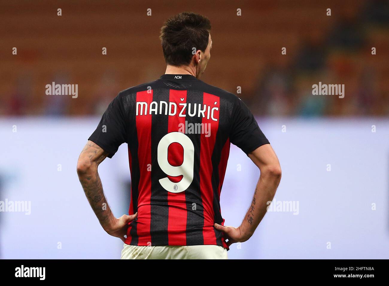 LaPresse - Spada 23 januar , 2020 Mailand ( Italien ) Sport Soccer A.C. Mailand- Stagione 2020-2021 - Serie A Mailand vs Atalanta im Bild: Mario Mandzukic Stockfoto