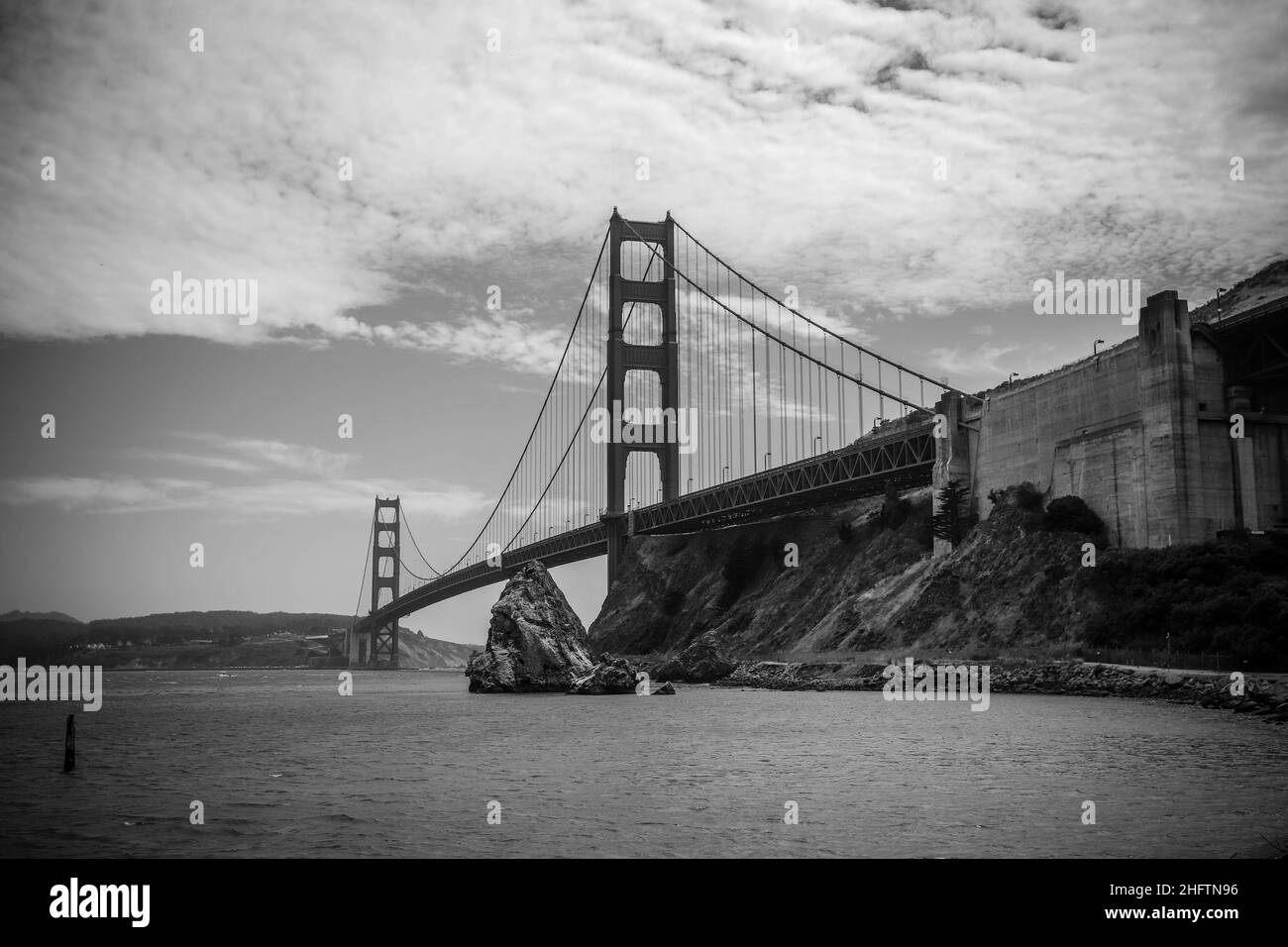 Golden Gate Bridge von der Horseshoe Bay in Sausalito, CA Stockfoto