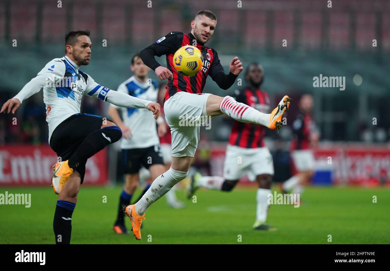 LaPresse - Spada 23 januar , 2020 Mailand ( Italien ) Sport Soccer A.C. Mailand- Stagione 2020-2021 - Serie A Mailand vs Atalanta im Bild: Ante Rebic Stockfoto