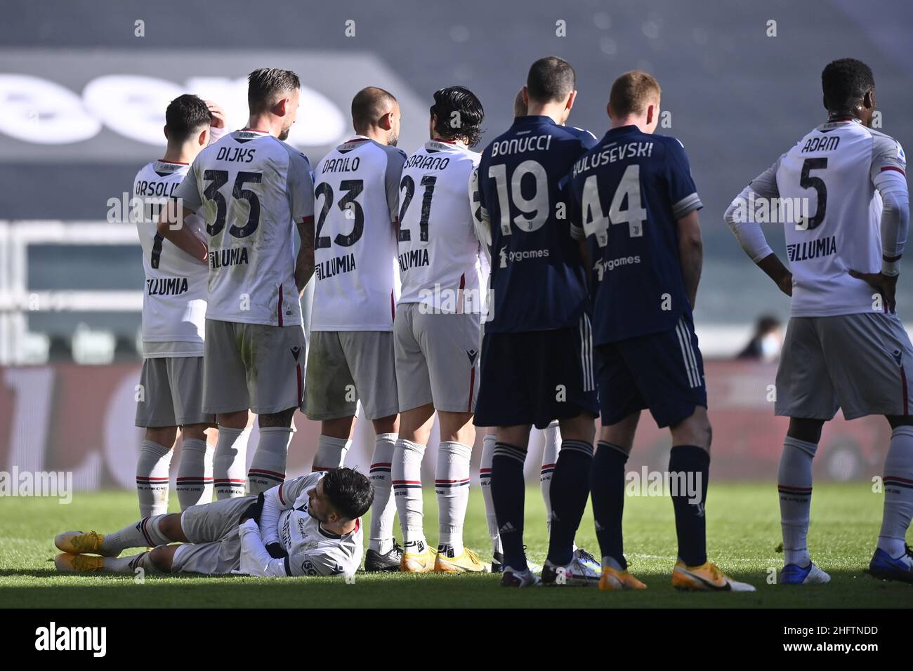 LaPresse - Fabio Ferrari 24. Januar 2021 Turin, Italien Sportfußball Juventus FC vs Bologna FC - Italienische Fußballmeisterschaft League A Tim 2020/2021 - Allianz Stadium im Bild: Barriere Stockfoto