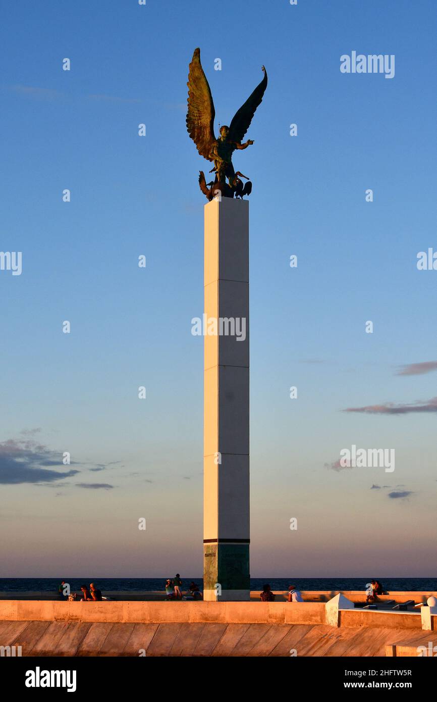 Monumento a Miguel Angel Sulub, San Francisco de Campeche, Bundesstaat Campeche, Mexiko, Nordamerika, UNESCO-Weltkulturerbe Stockfoto