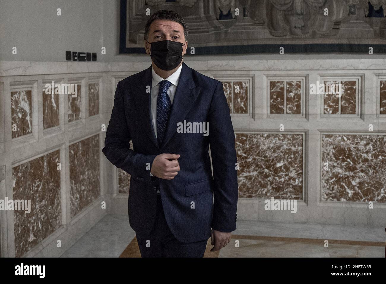 Roberto Monaldo / LaPresse 30-01-2021 Abgeordnetenkammer Rom (Italien) - Konsultationen des Präsidenten der Abgeordnetenkammer Roberto Fico auf dem Bild Matteo Renzi Stockfoto