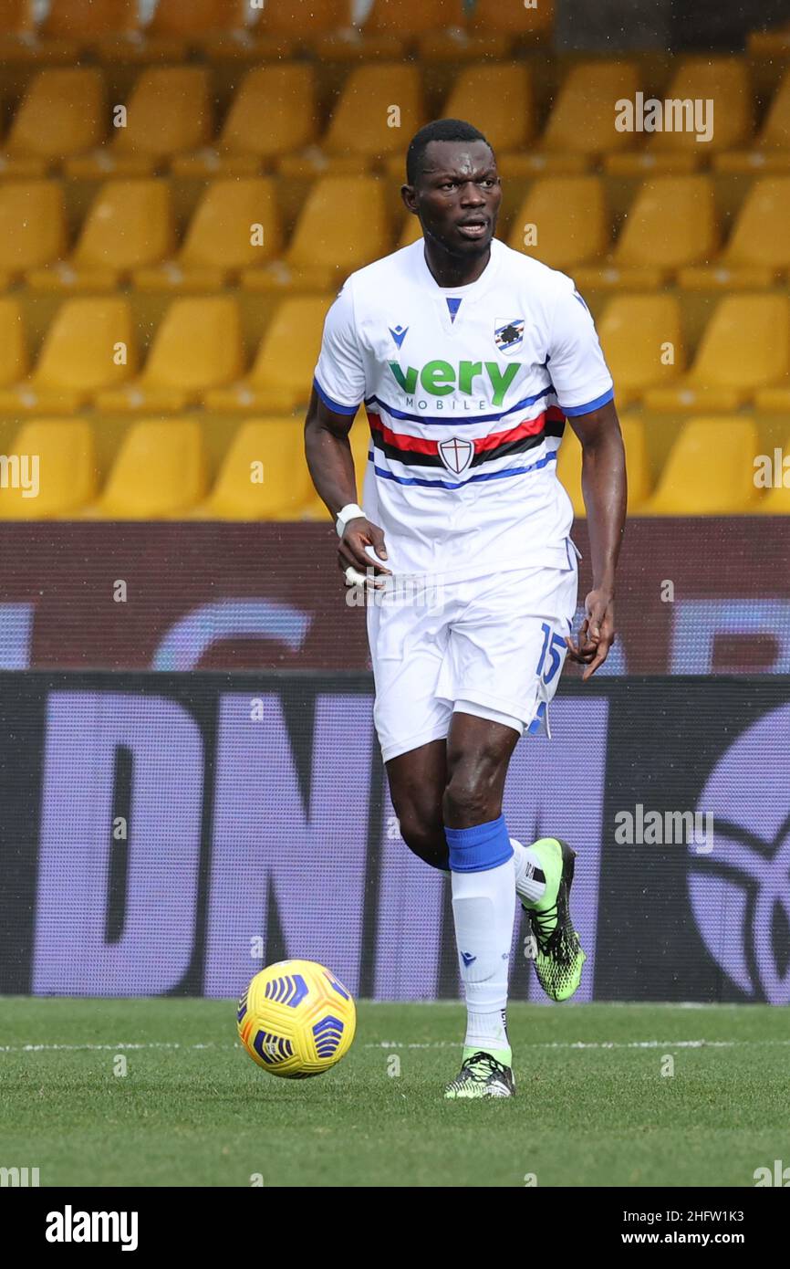 Alessandro Garofalo/LaPresse 07. Februar 2021 Benevento, Italien Sportfußball Benevento vs Sampdoria - Italienische Fußballmeisterschaft Liga A Tim 2020/2021 - Vigorito Stadion. Im Bild: Omar Colley Sampdoria Stockfoto