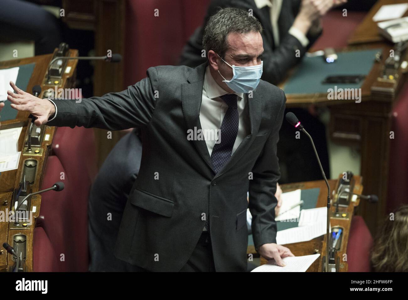 Roberto Monaldo / LaPresse 18-02-2021 Abgeordnetenkammer Rom (Italien) - Vertrauensvotum zur Regierung Draghis im Bild Roberto Occhiuto Stockfoto