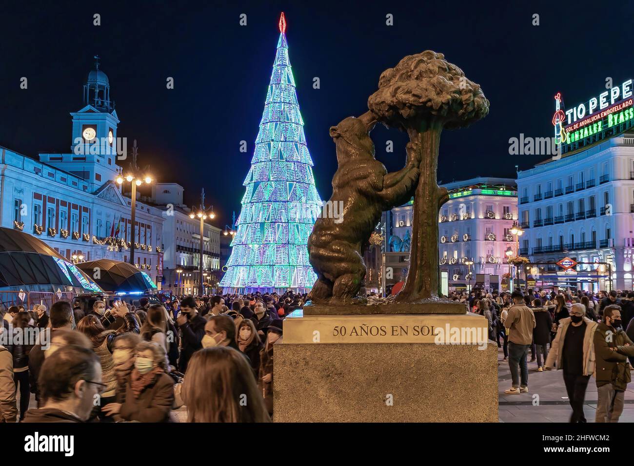 Madrid, Spanien - 11. Dezember 2021: Weihnachtsdekoration in Madrid, Spanien. Stockfoto