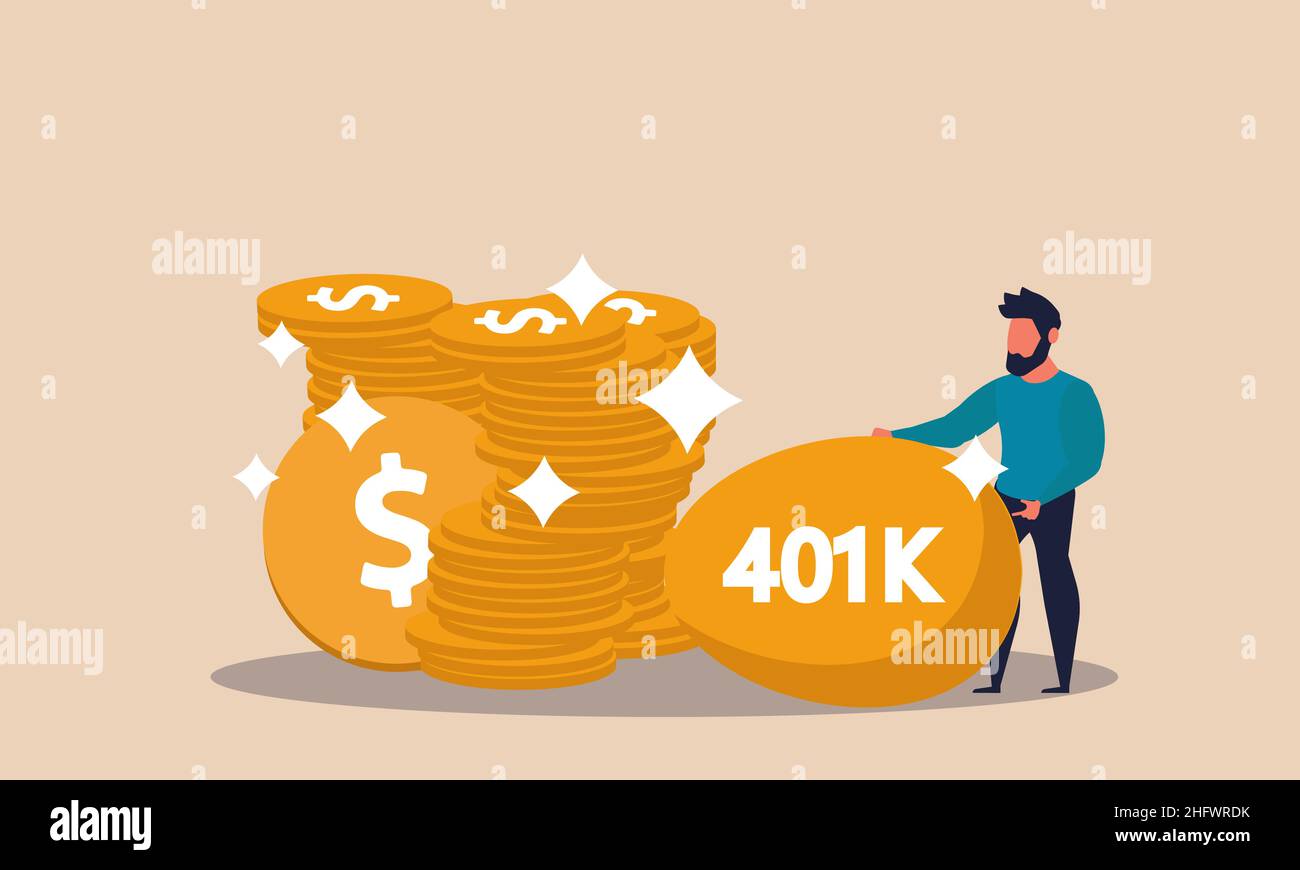 401k Geldkonto und Goldei ira mit Münze. Rentner steigern Gewinn und sparen Budget Darlehen Vektor Illustration Konzept. Kapitalerträge und Wachstum Stock Vektor 401k Geldkonto und Goldei ira mit Münze. Rentner steigern Gewinn und sparen Budget Darlehen Vektor Illustration Konzept. Kapitalerträge und Wachstum Stock Vektor