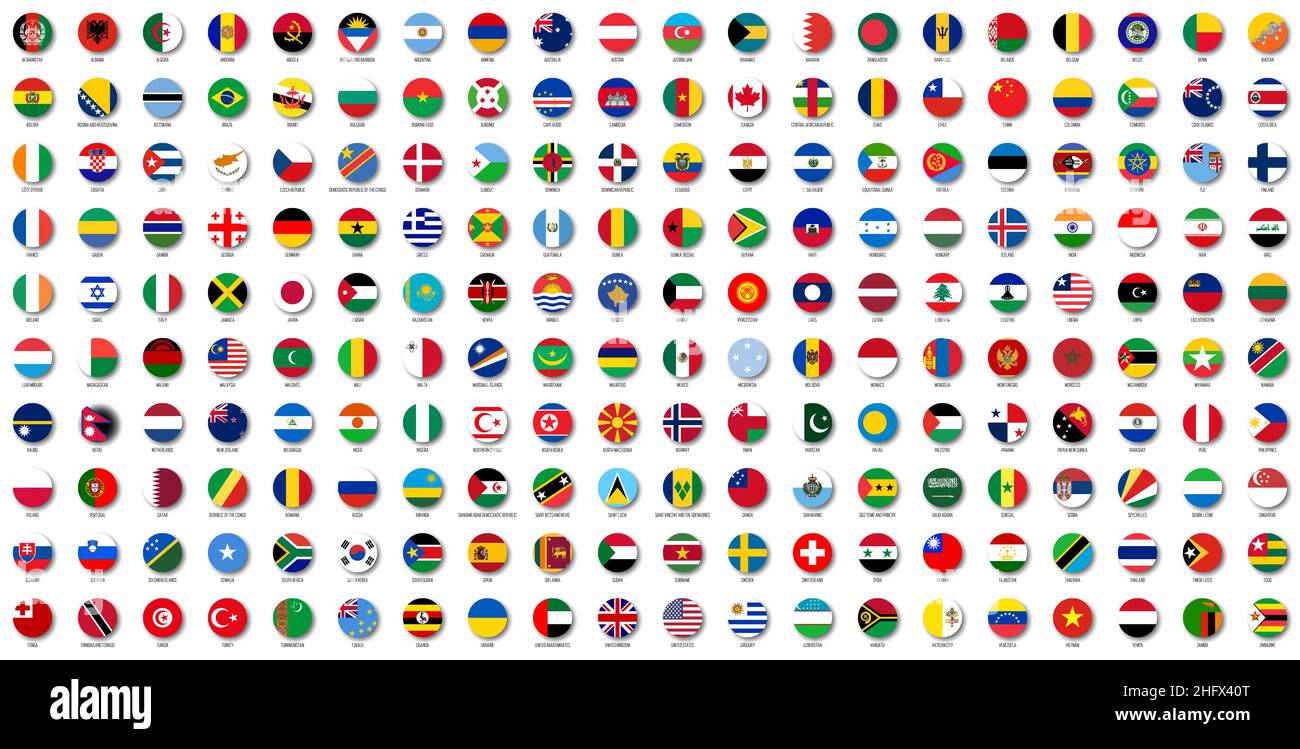 Kreise Nationalflaggen der Länder der Welt ein Stock Vektor