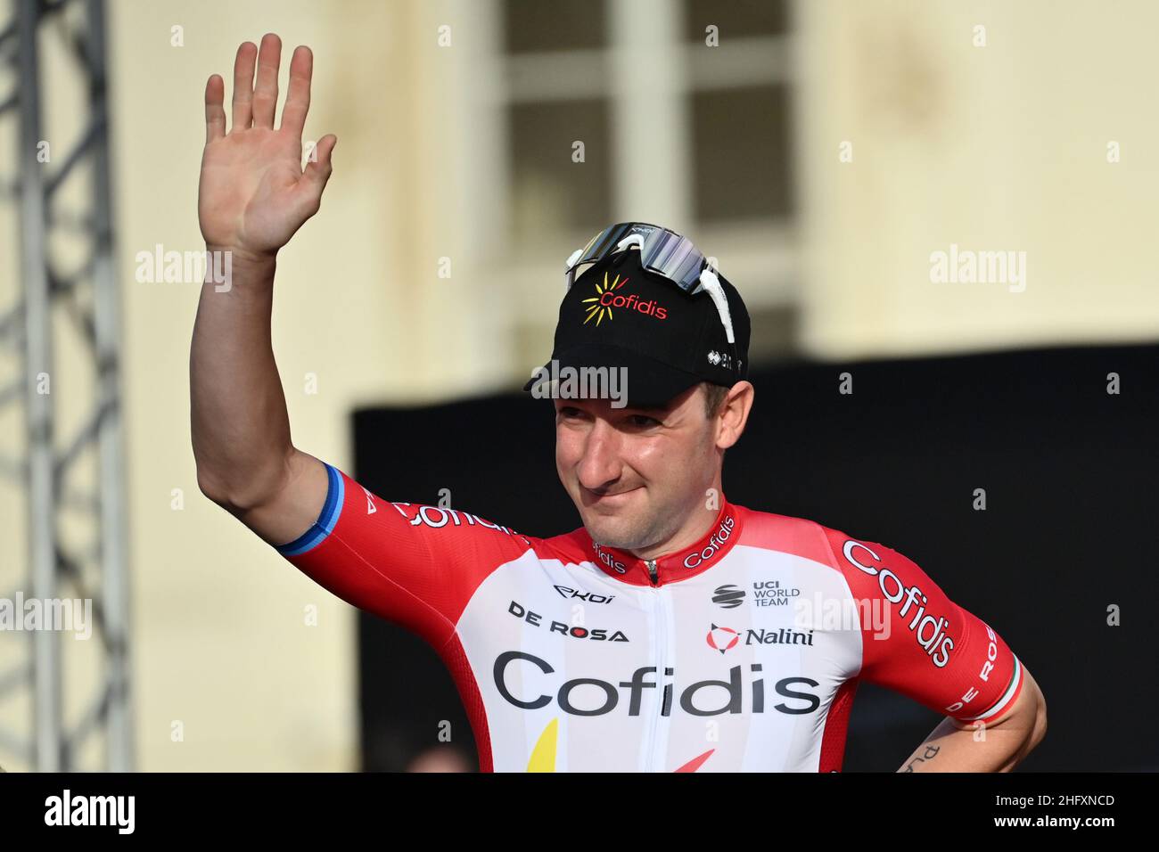 Massimo Paolone/LaPresse 06. Mai 2021 Turin (Italien) Sport Cycling Giro d'Italia 2021 - Ausgabe 104th - Teampräsentation auf Schloss Valentino auf dem Foto: Elia Viviani Stockfoto