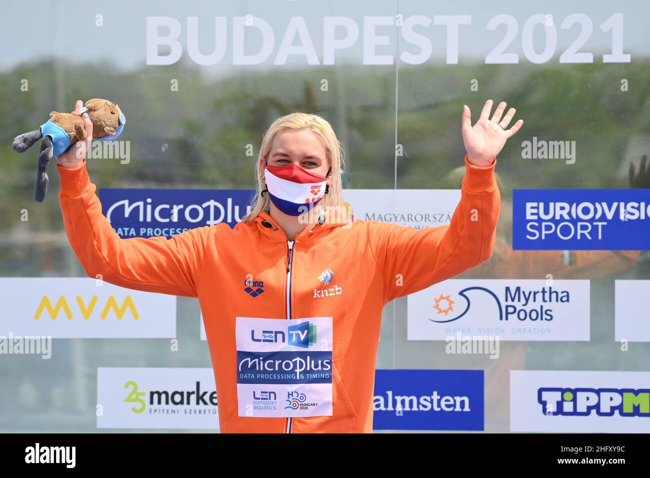 Alfredo Falcone - LaPresse 12. Mai 2021 Budapest, Ungarn Sport 35th Ausgabe der Schwimmeuropameisterschaften. Freiwasser Schwimmen 5 km Frauen im Bild: Sharon Van Rouwendaal (NED) Stockfoto