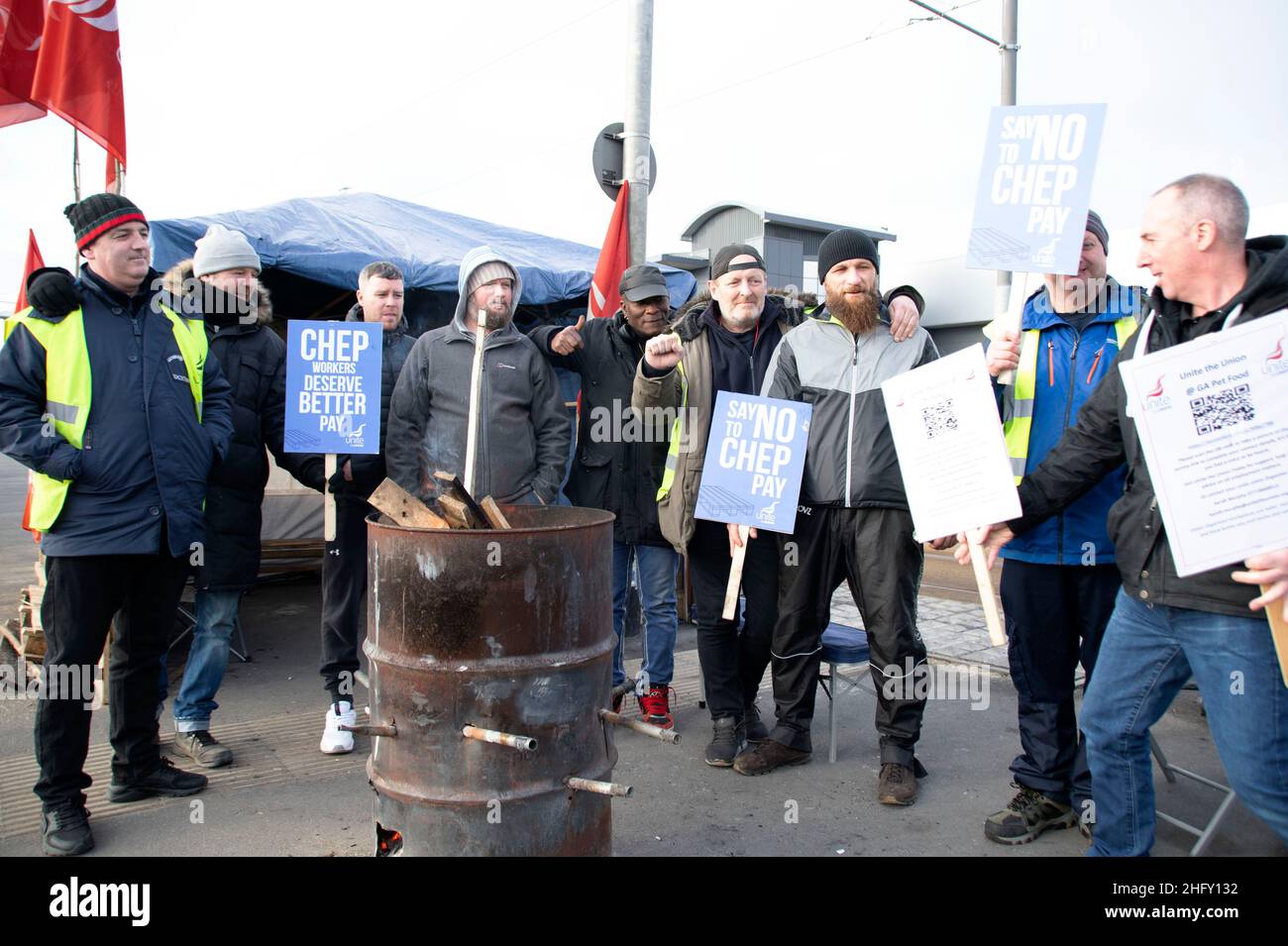Offizielle CHEP-Streikposten in Großbritannien 17/01/22 Stockfoto