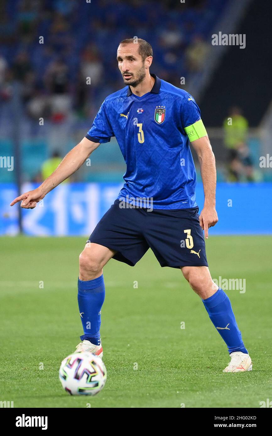 Alfredo Falcone - LaPresse 16/06/2021 Roma (Italien) Sport Soccer Italien - Schweiz Fußball-Europameisterschaft - Olimpico-Stadion von Roma im Bild: Giorgio Chiellini Stockfoto