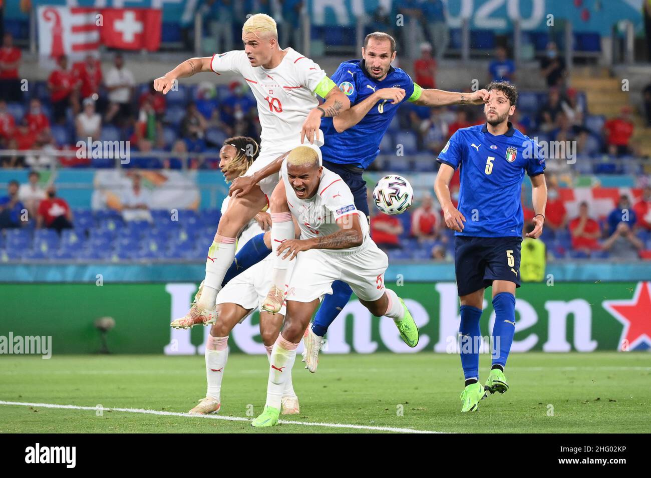Alfredo Falcone - LaPresse 16/06/2021 Roma (Italien) Sport Soccer Italien - Schweiz Fußball-Europameisterschaft - Olimpico-Stadion von Roma im Bild: Giorgio Chiellini Stockfoto