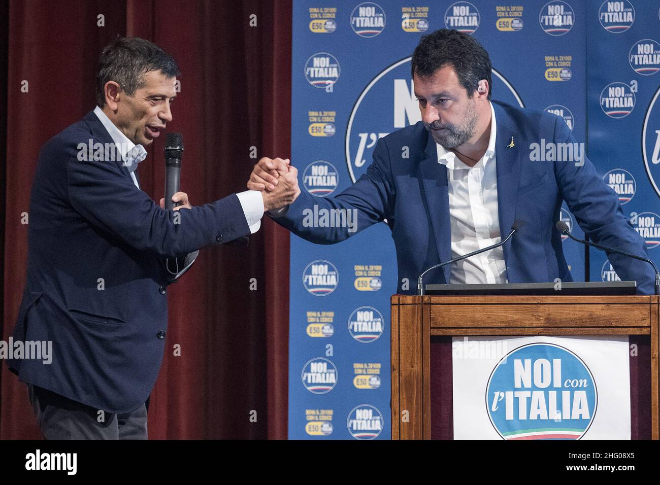 Roberto Monaldo / LaPresse 08-07-2021 - Rom (Italien) Politik die Nationalversammlung der Partei Noi con l'Italia im Bild Maurizio Lupi, Matteo Salvini Stockfoto