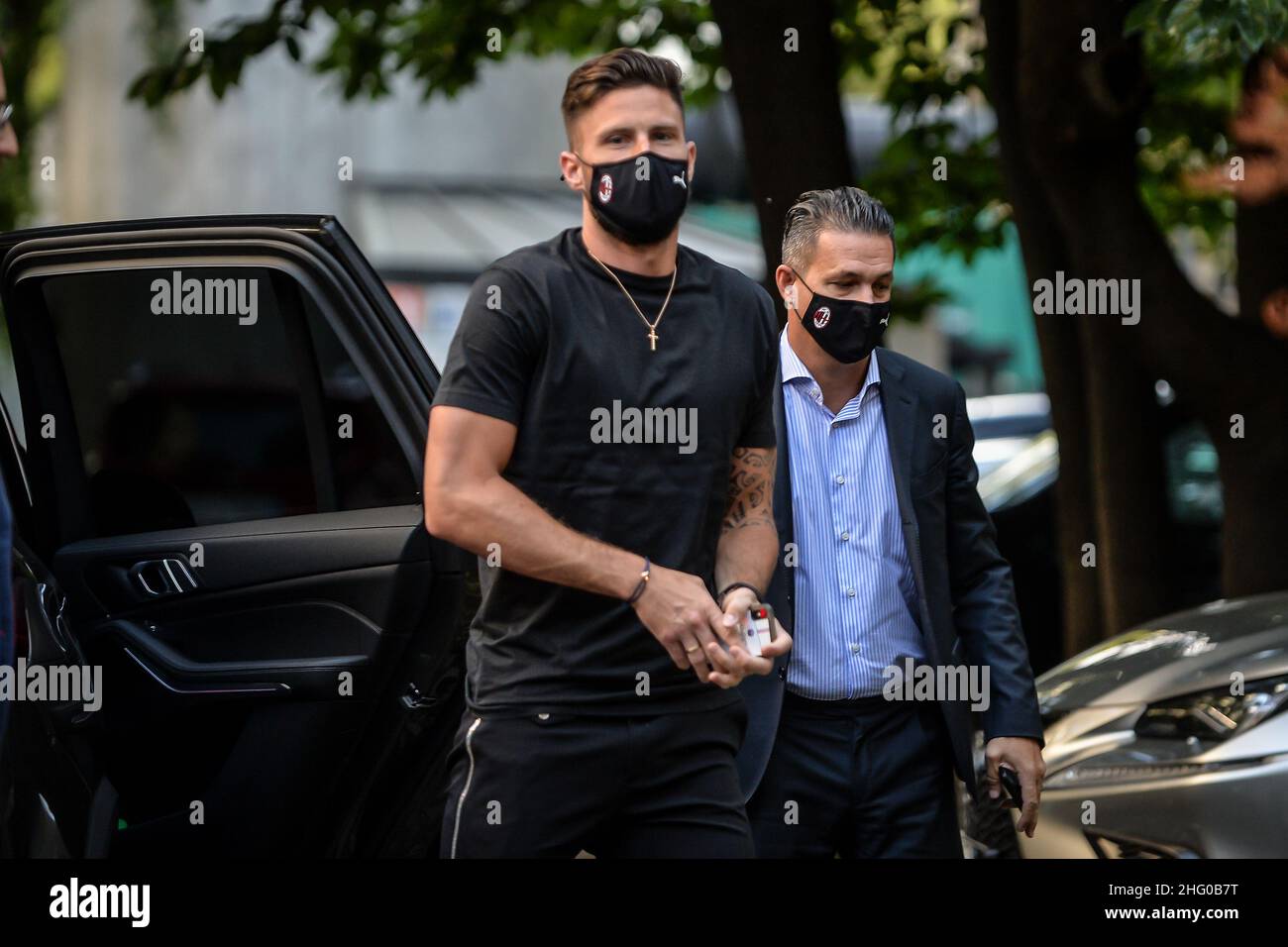 Claudio Furlan/LaPresse 16. Juli 2021 Mailand, Italien Sport Soccer Ankunft der Neuerwerbung von Milan Olivier Giroud für medizinische Untersuchungen im Pflegeheim La Madonnina Stockfoto