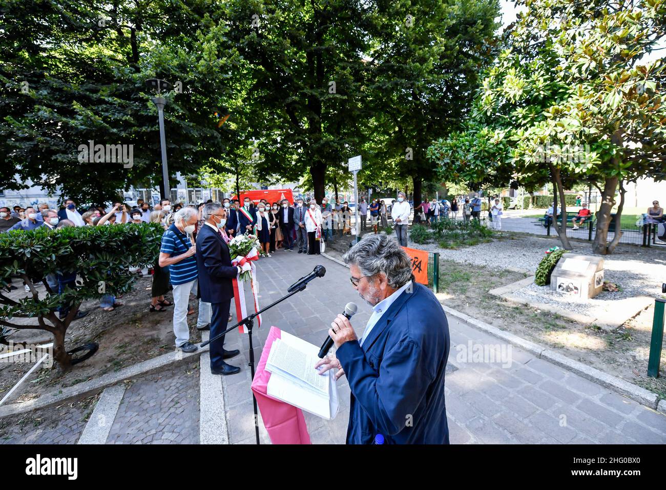 Claudio Furlan/LaPresse 19. Juli 2021 Mailand, Italien News Gedenkfeier zum Massaker von Via D'Amelio in den Gärten von Falcone Borsellino in Via Benedetto Marcello. Stockfoto