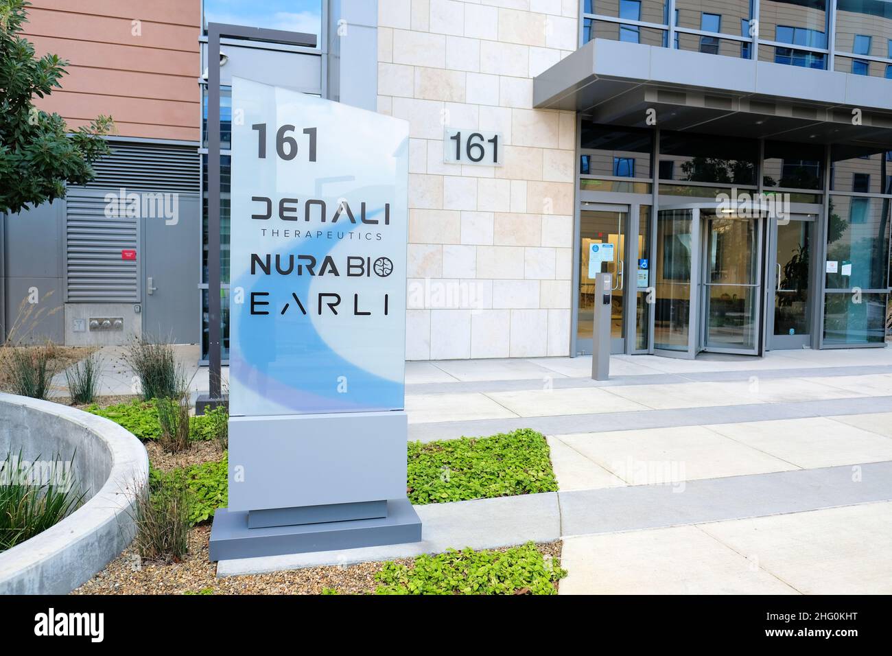 Außenansicht von Denali Therapeutics, Nura Bio, EARLI-Hauptsitz in South San Francisco, Kalifornien, USA; Silicon Valley; Biotech-Firmen im Silicon Valley Stockfoto