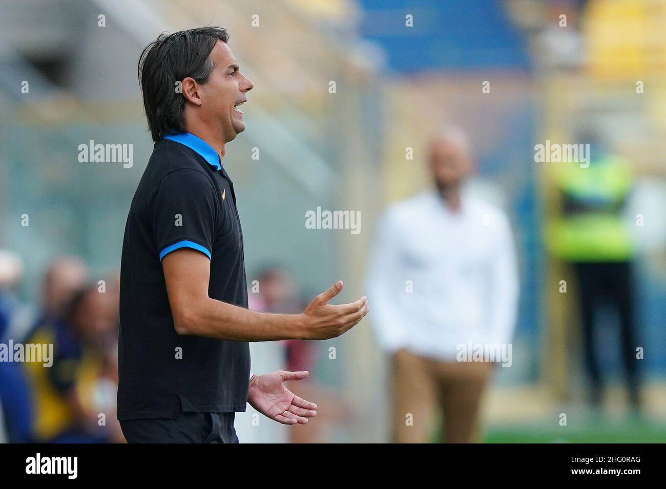 LaPresse - Spada August 8 , 2021 Parma ( Italien ) Sport Soccer Saison 2021-2022 Freundschaftsspiel Parma vs Inter im Bild: simone inzaghi Stockfoto