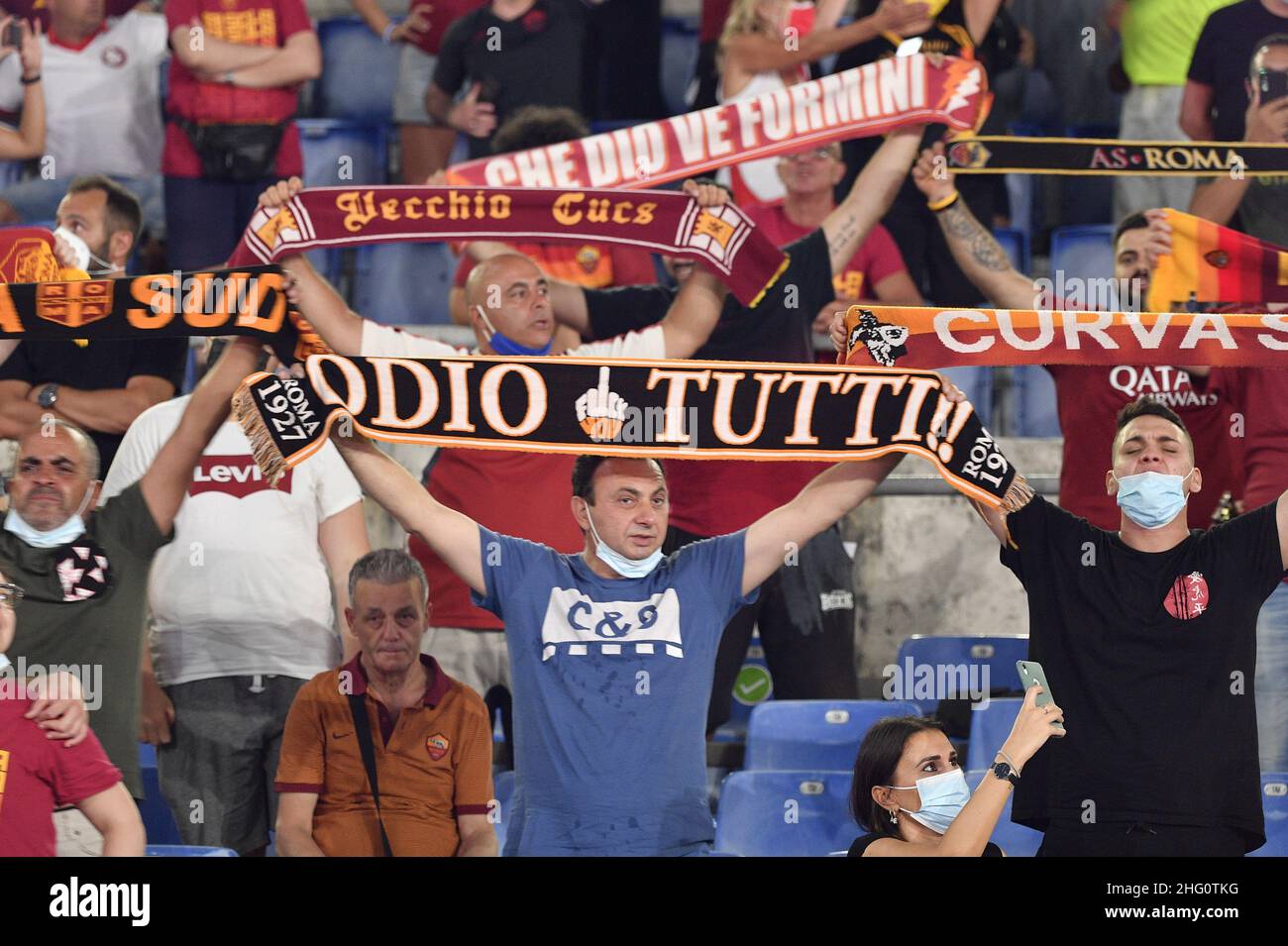 Fabrizio Corragetti / LaPresse August 14st, 2021 Rom, Italien Sport Fußball AS Roma vs Raja Club Athletic - Pre-Season Friendly 2021/2022 - Olimpico Stadion im Bild: Fans Stockfoto