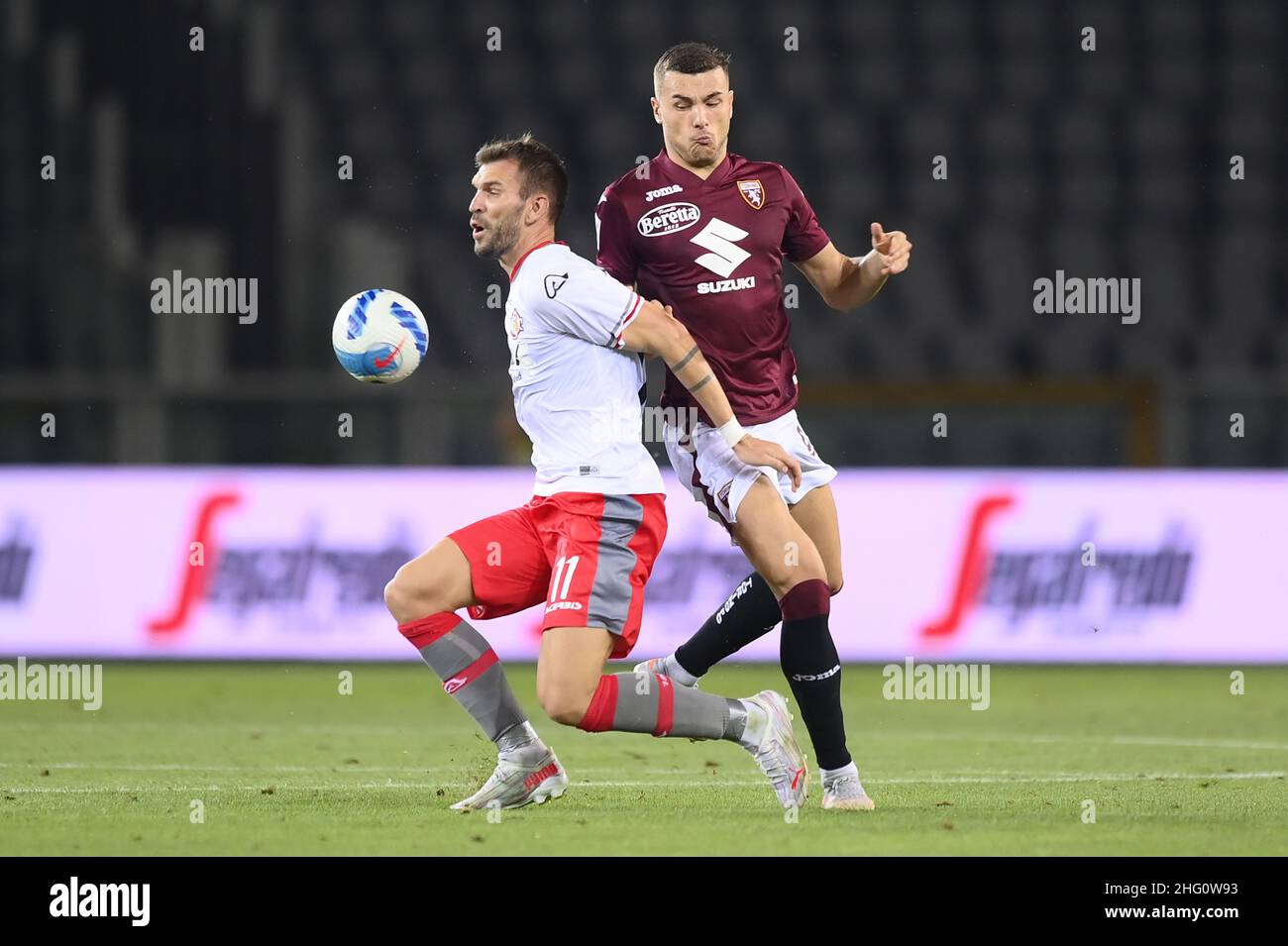LaPresse - Fabio Ferrari 15. August 2021 Turin, Italien Sportfußball EXKLUSIV TURIN FC Turin FC vs Cremonese - Italien Tim Cup 2021/2022 -erste Runde- 'Olimpico Grande Torino' Stadion. Im Bild:Alessandro Buongiorno (FC Turin); Stockfoto