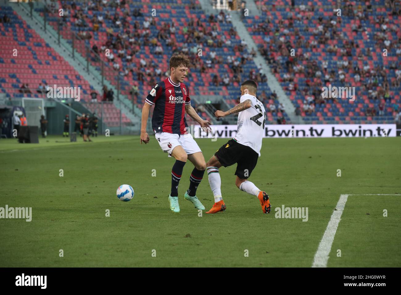 Fabrizio Zan/LaPresse 16. August 2021 Bologna, Italien Sportfußball Bologna vs Ternana - Italienischer Pokal 2021/2022 - Renato Dall&#X2019; Ara-Stadion im Bild: Aniello Salzano Stockfoto