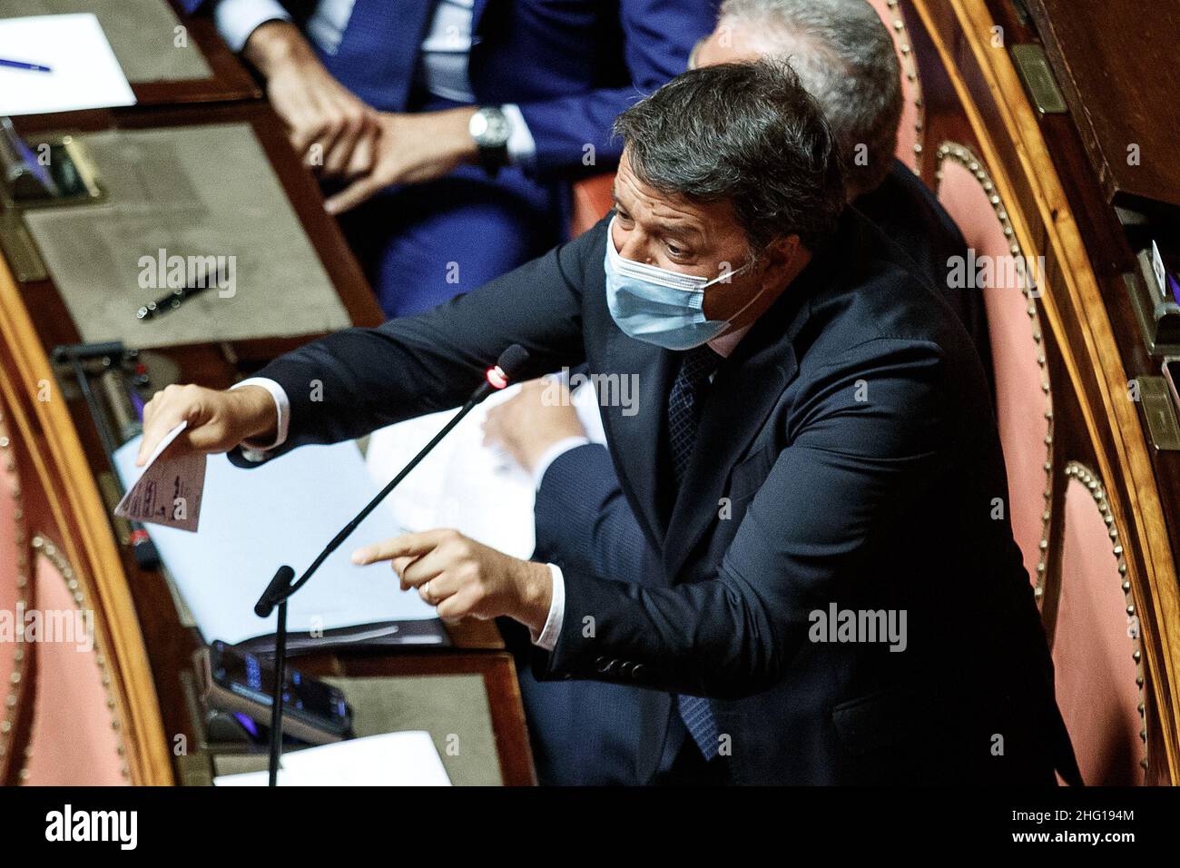 Roberto Monaldo / LaPresse 07-09-2021 Senat von Rom (Italien) - Bericht der Minister für auswärtige Angelegenheiten und Verteidigung über die Afghanistan-Krise im Bild Matteo Renzi Stockfoto