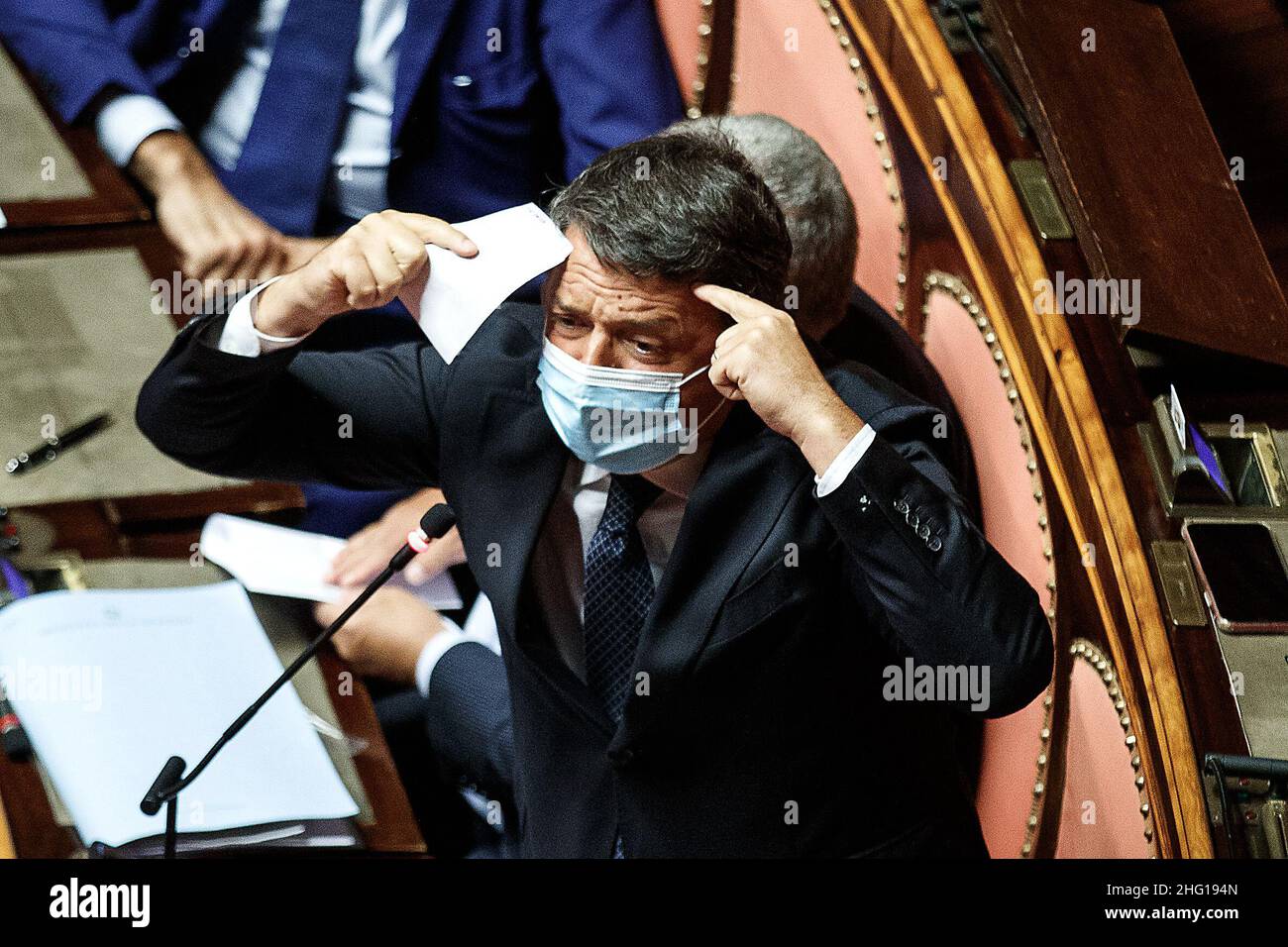 Roberto Monaldo / LaPresse 07-09-2021 Senat von Rom (Italien) - Bericht der Minister für auswärtige Angelegenheiten und Verteidigung über die Afghanistan-Krise im Bild Matteo Renzi Stockfoto