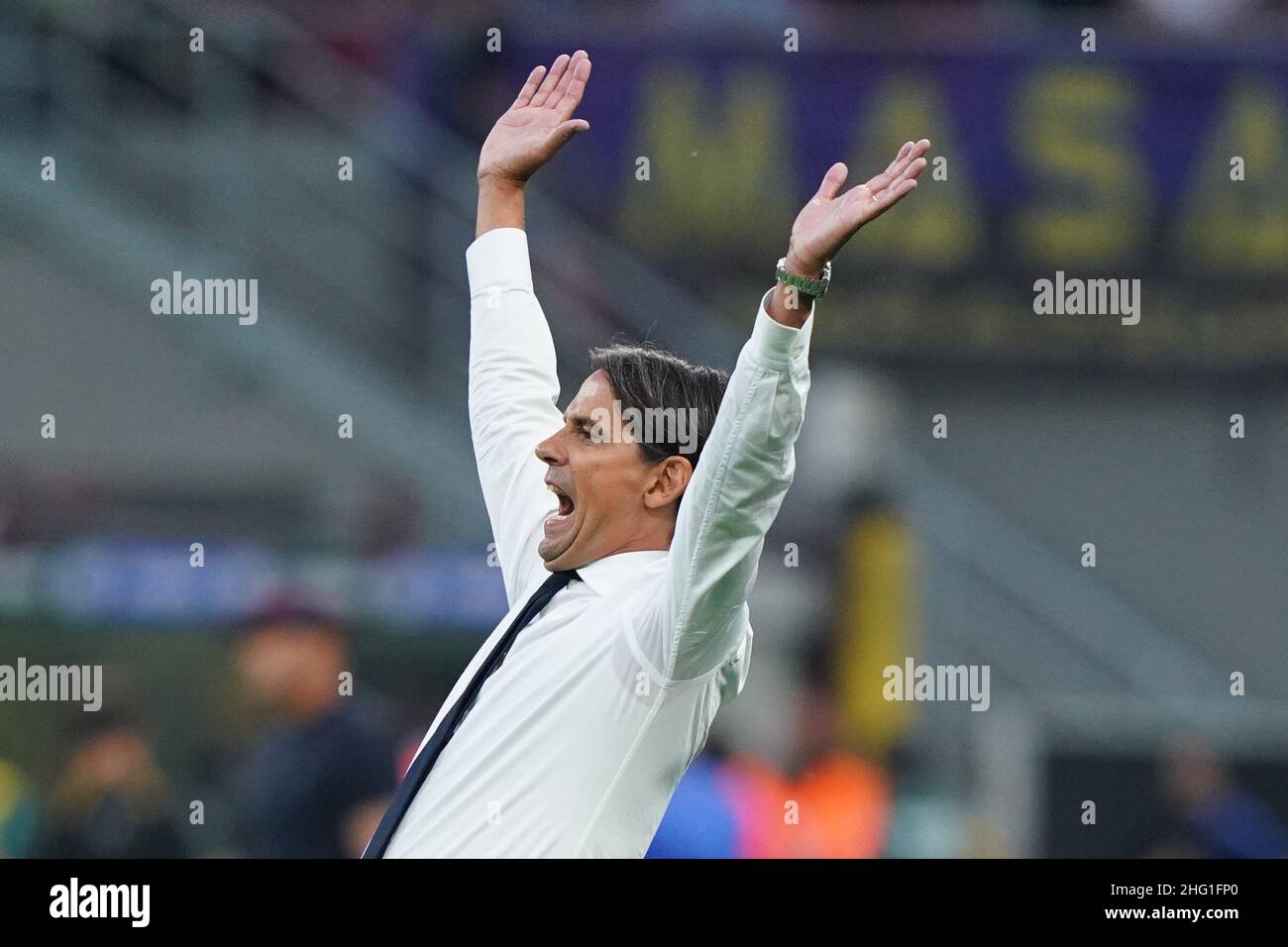 Spada/LaPresse 18. September 2021 - Mailand,Italien Sport, Soccer Inter vs Bologna - Italienische Serie A Fußballmeisterschaft 2021/2022 - San Siro Stadion auf dem Foto: Simone Inzaghi Stockfoto