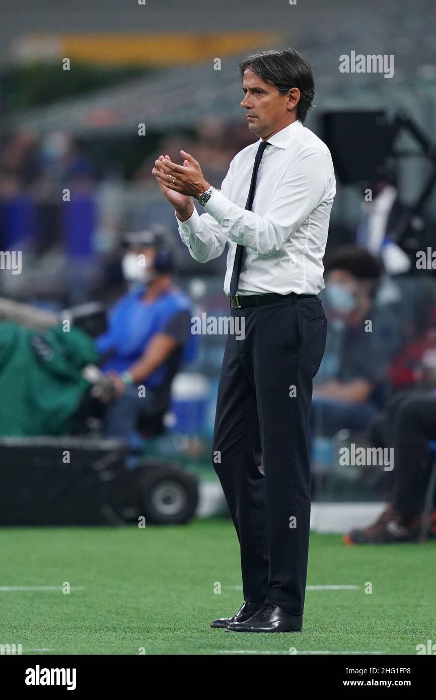 Spada/LaPresse 18. September 2021 - Mailand,Italien Sport, Soccer Inter vs Bologna - Italienische Serie A Fußballmeisterschaft 2021/2022 - San Siro Stadion auf dem Foto: Simone Inzaghi Stockfoto