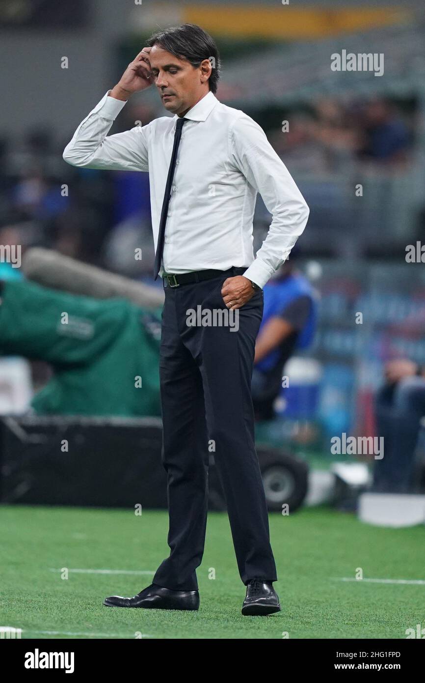 Spada/LaPresse 18. September 2021 - Mailand,Italien Sport, Soccer Inter vs Bologna - Italienische Serie A Fußballmeisterschaft 2021/2022 - San Siro Stadion auf dem Foto: Simone Inzaghi Stockfoto
