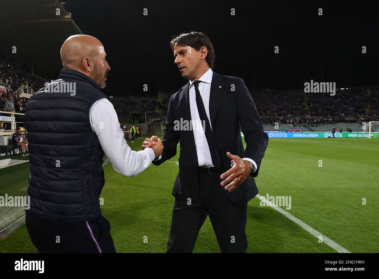 Foto Alfredo Falcone / LaPresse21 Settembre 2021 FirenzeSport CalcioFiorentina - Inter - Campionato di Calcio Serie A 2021/2022 - Stadio Artemio Franchi di FirenzeNella foto: vincenzo italiano e simone inzaghiFoto Alfredo Falcone / LaPresse21. September 2021 Florenz, ItalienSport SoccerFiorentina - Inter - Italienische Fußball-Liga A 2021/2022 - Artemio Franchi Stadion von FlorenceIm Bild: vincenzo italianoande simone inzaghi Stockfoto