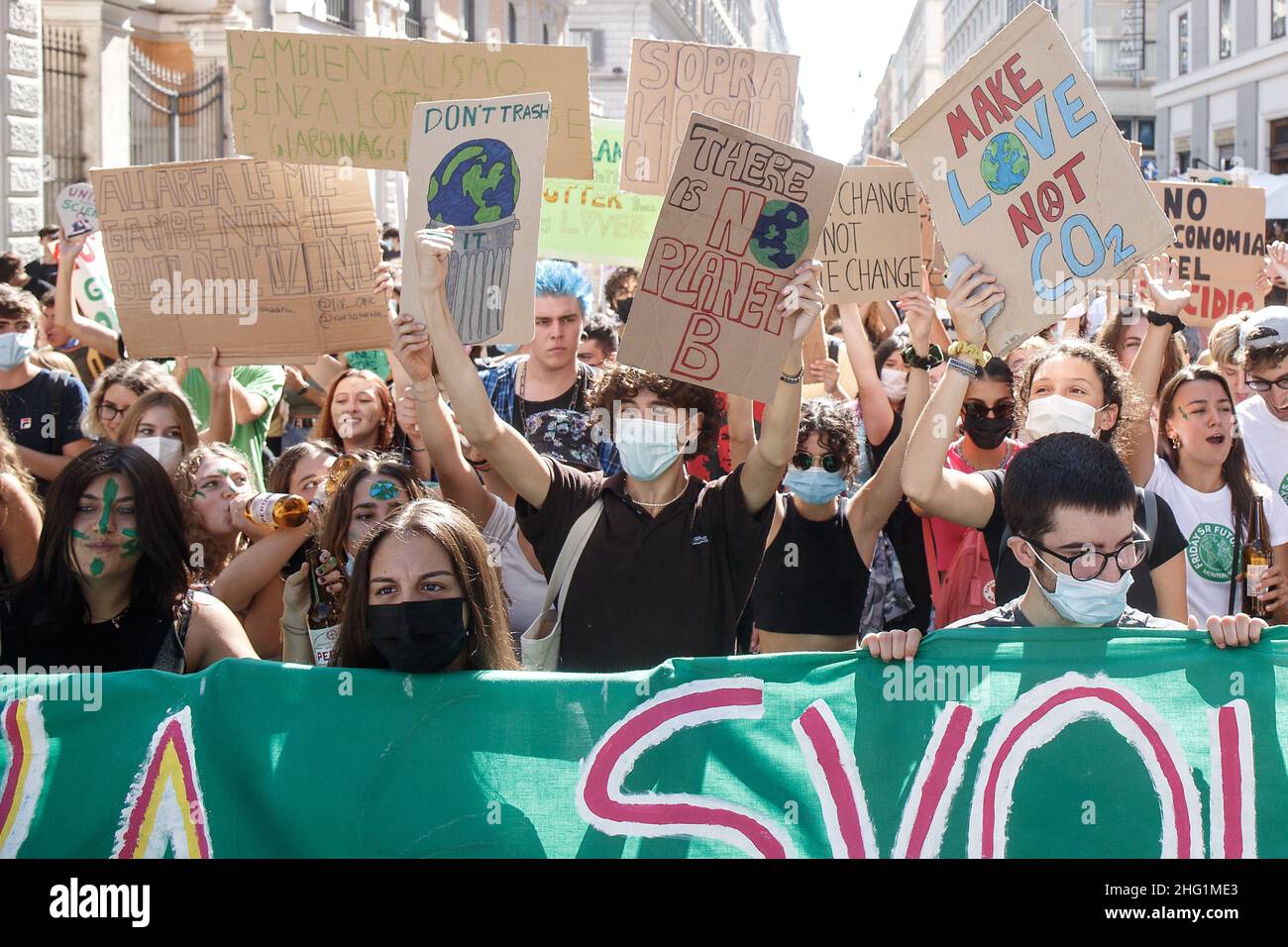 Roberto Monaldo / LaPresse 24-09-2021 Rom (Italien) Freitag für die Zukunft - globaler Klimaschlag im Bild Ein Moment der Demonstration Stockfoto