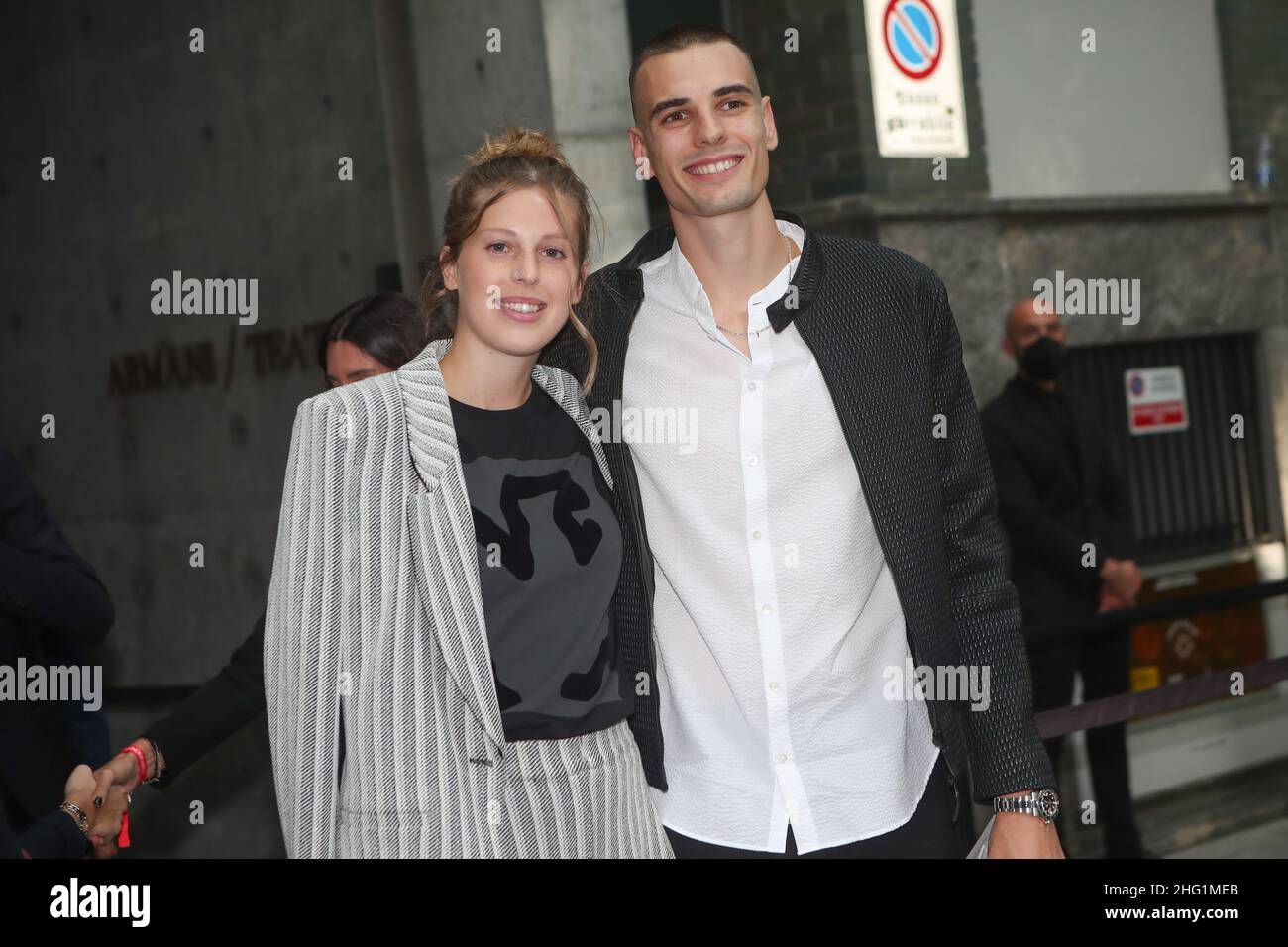 Mairo Cinquetti - LaPresse 23. Sep 2021 Mailand - Italien Unterhaltung im Runaway von Armani - MFW 2021/2022 im Bild: Selly Montibeller, Simone Giannelli Stockfoto