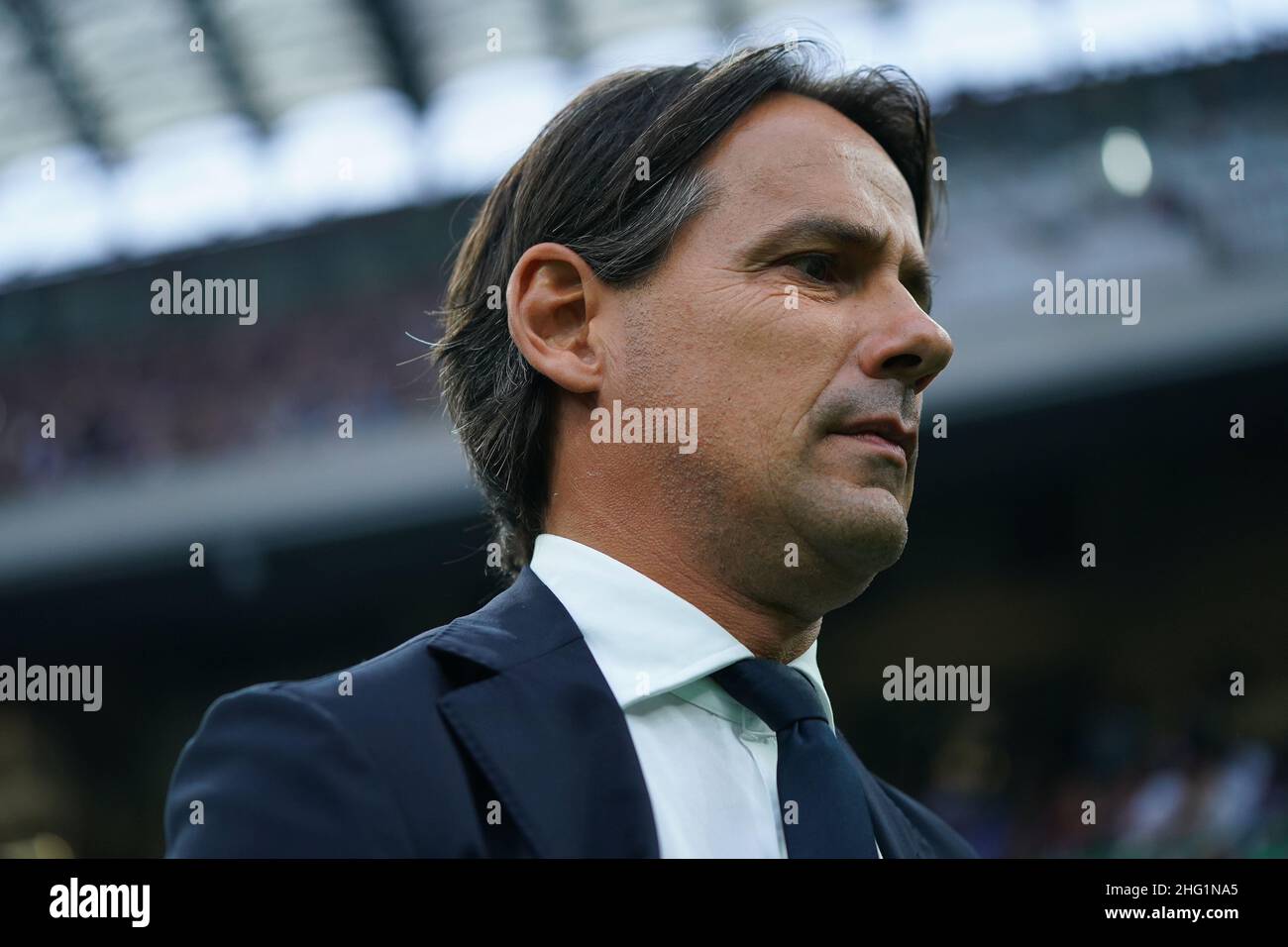 Spada/LaPresse 25. September 2021 - Mailand,Italien Sport, Soccer Inter vs Atalanta - Italienische Serie A Fußballmeisterschaft 2021/2022 - San Siro Stadion auf dem Foto simone inzaghi Stockfoto