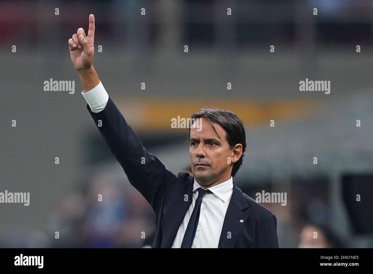 Spada/LaPresse 25. September 2021 - Mailand,Italien Sport, Soccer Inter vs Atalanta - Italienische Serie A Fußballmeisterschaft 2021/2022 - San Siro Stadion auf dem Foto Simone Inzaghi Stockfoto