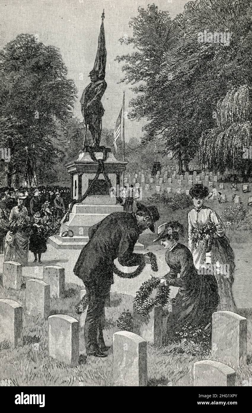 Amerikaner ehren die Toten am Tag der Dekoration, um 1880 Stockfoto