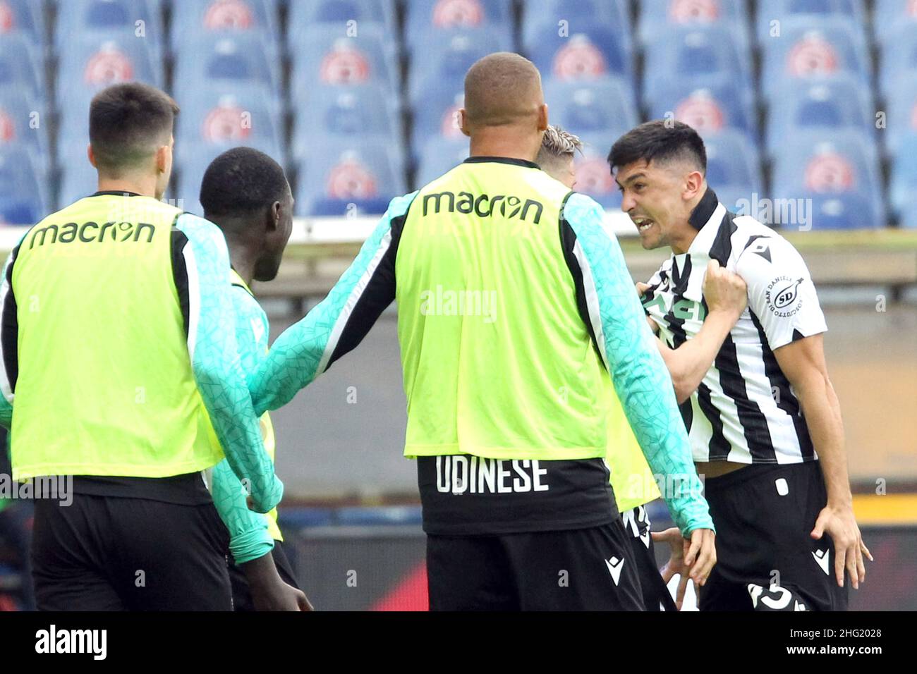 Foto Tano Pecoraro/LaPresse 03 Ottobre 2021 - Genua, Italia Sport, CalcioSampdoria vs Udinese - Campionato italiano di calcio Serie A Tim 2021/2022 - Stadio Luigi FerrarisNella foto: Esultanza forestieriPhoto Tano Pecoraro/LaPresse 03. Oktober 2021 - Genua, Italien Sport, Fußball Sampdoria vs Udinese - Italienische Serie A Fußball-Meisterschaft 2021/2022 - Luigi Ferraris Stadion auf dem Foto: Forestieri Jubel Stockfoto