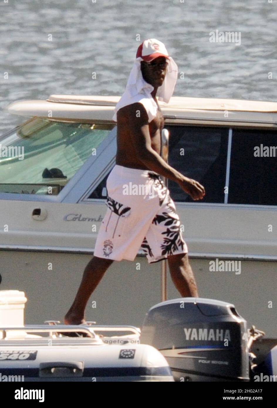 Don Cheadle und seine Familie zu Gast in George Clooney's Villa Oleondra, in Laglio, Comer See, Italien. Stockfoto