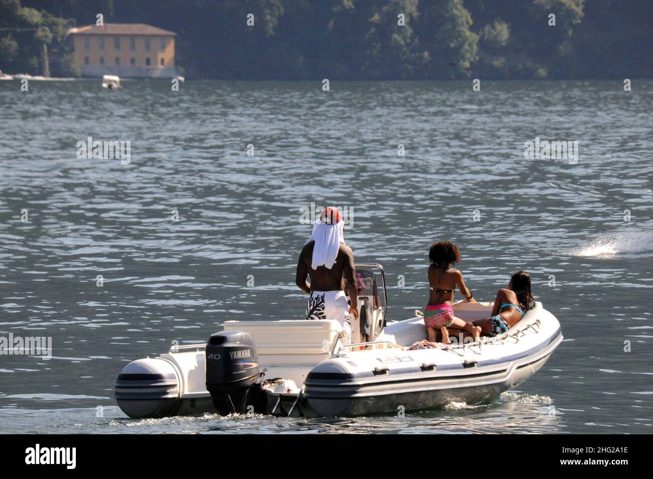 Don Cheadle und seine Familie zu Gast in George Clooney's Villa Oleondra, in Laglio, Comer See, Italien. Stockfoto