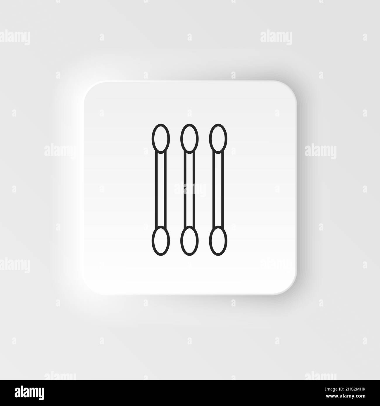 Symbol für Wattestäbchen. Einfache Elementdarstellung natürliches Konzept. Symbol für Wattestäbchen. Vektorsymbol im Neumorphen-Stil auf weißem Hintergrund Stock Vektor