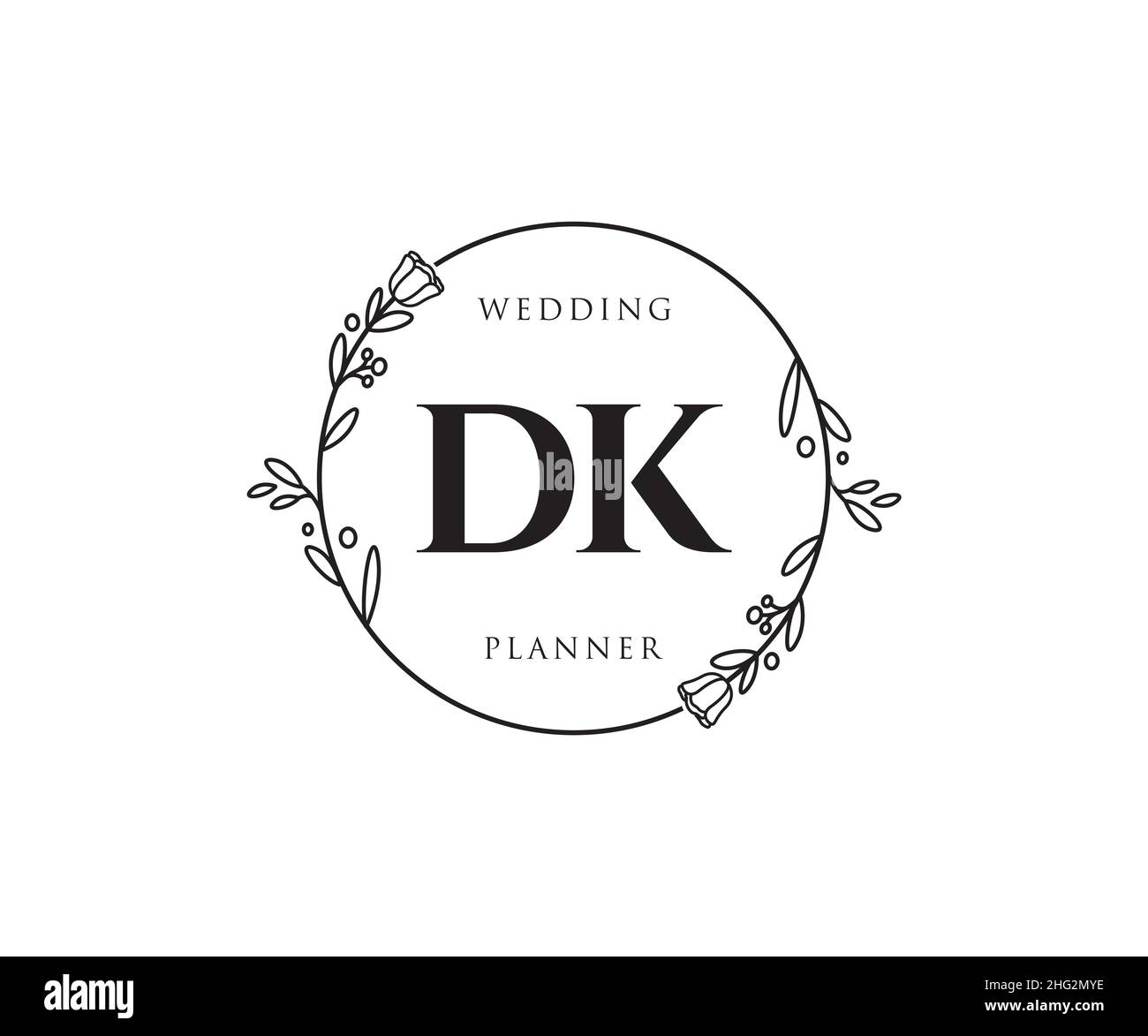 Feminines DK-Logo. Verwendbar für Natur, Salon, Spa, Kosmetik und Beauty Logos. Flaches Vektor-Logo-Design-Template-Element. Stock Vektor