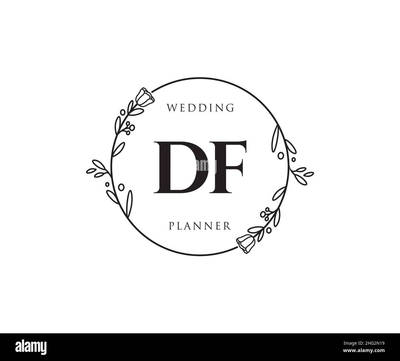 Feminines DF-Logo. Verwendbar für Natur, Salon, Spa, Kosmetik und Beauty Logos. Flaches Vektor-Logo-Design-Template-Element. Stock Vektor