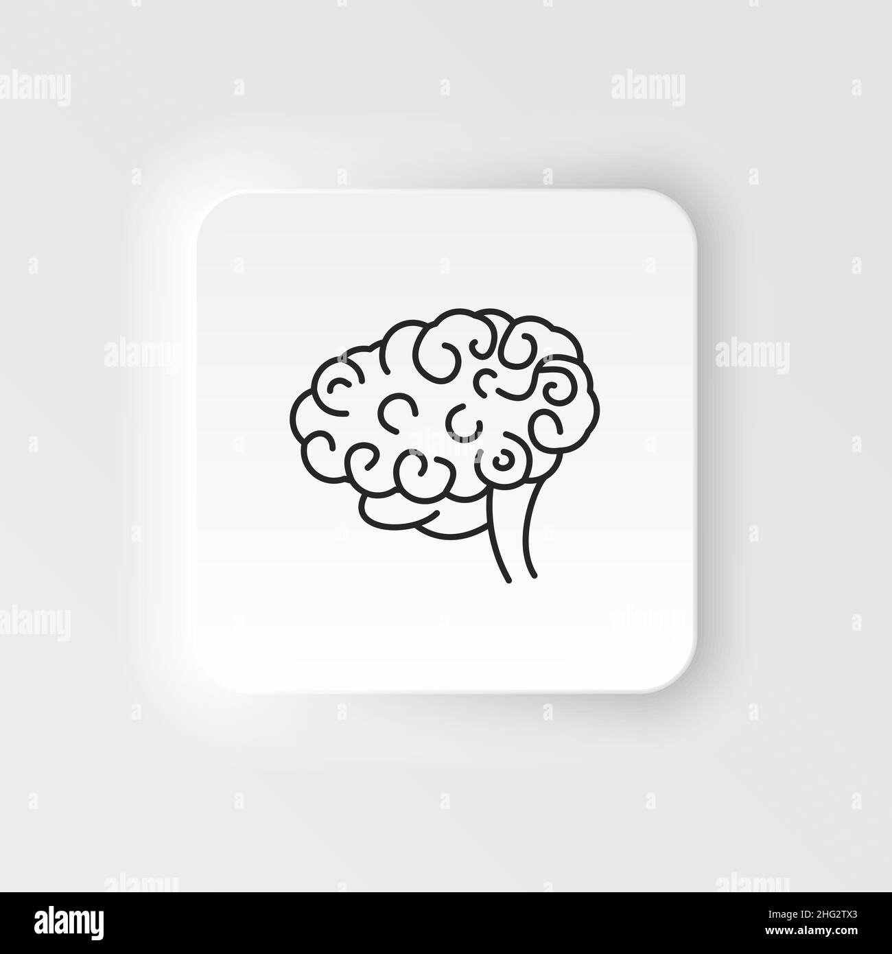 Krankheiten, Hirnvektor. Muskelschmerzen, Erkältung und Bronchitis, Lungenentzündung und Fieber, Gesundheit medizinische Illustration - neumorphe Stil Vektor-Symbol . Stock Vektor
