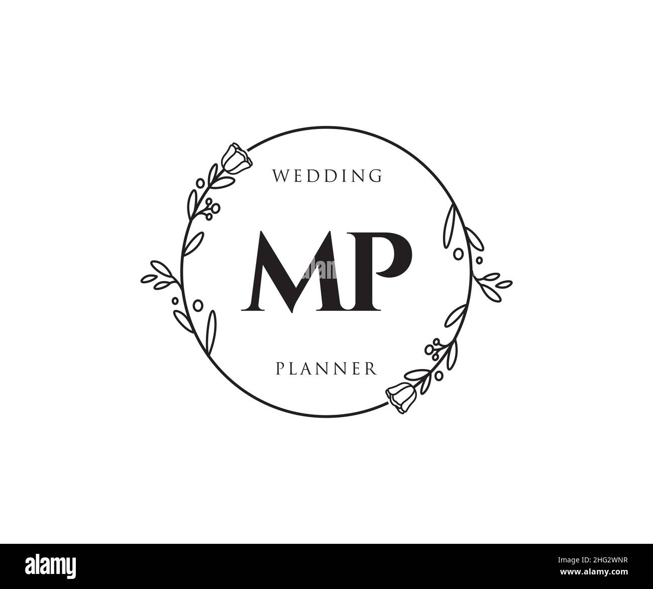 Feminines MP-Logo. Verwendbar für Natur, Salon, Spa, Kosmetik und Beauty Logos. Flaches Vektor-Logo-Design-Template-Element. Stock Vektor