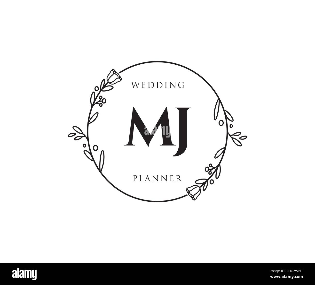 Feminines MJ-Logo. Verwendbar für Natur, Salon, Spa, Kosmetik und Beauty Logos. Flaches Vektor-Logo-Design-Template-Element. Stock Vektor