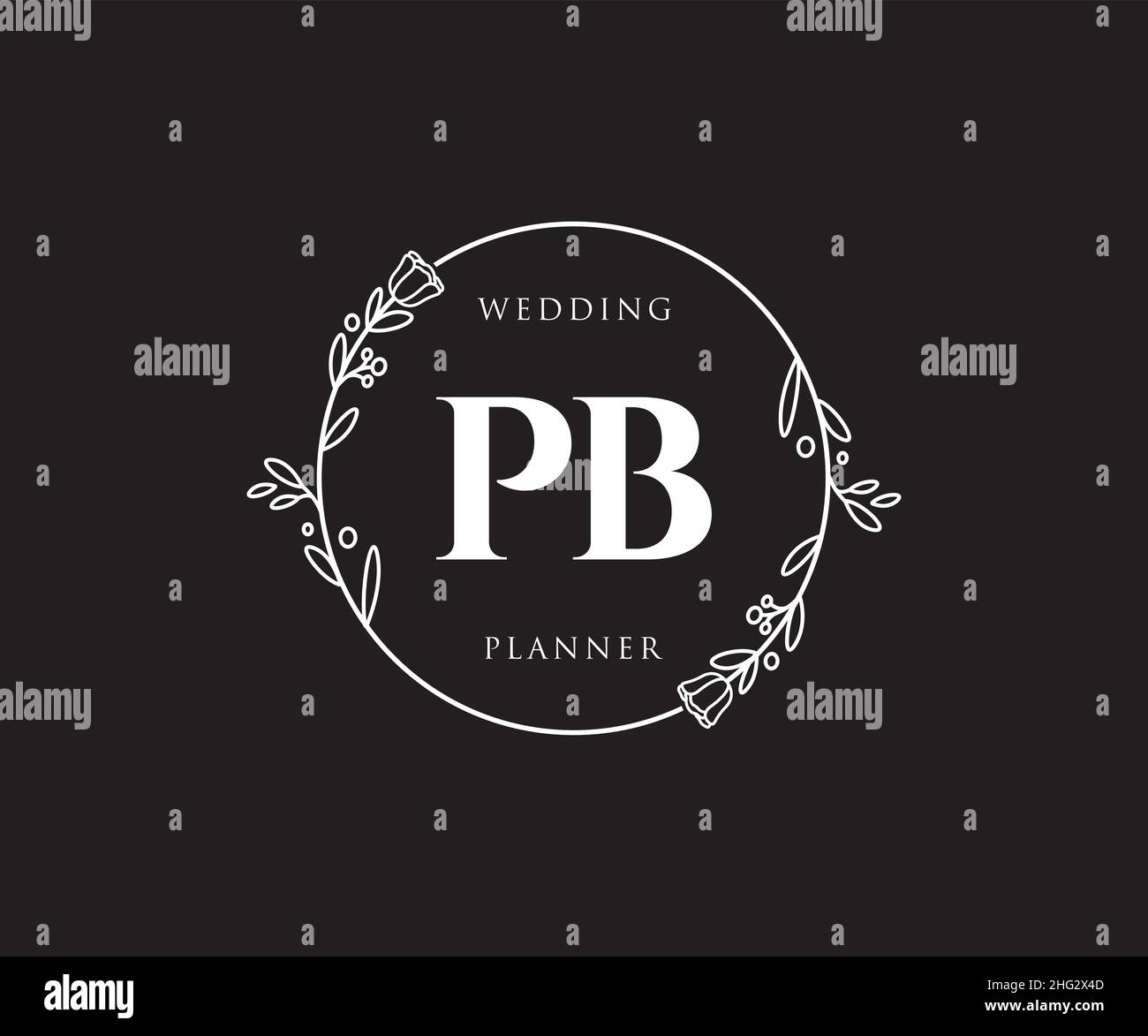 Feminines PB-Logo. Verwendbar für Natur, Salon, Spa, Kosmetik und Beauty Logos. Flaches Vektor-Logo-Design-Template-Element. Stock Vektor