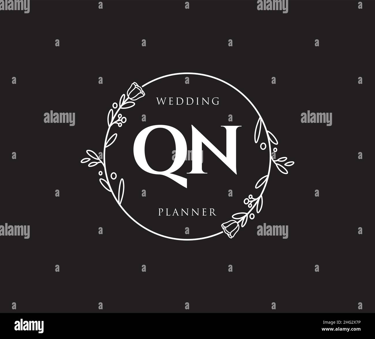Feminines QN-Logo. Verwendbar für Natur, Salon, Spa, Kosmetik und Beauty Logos. Flaches Vektor-Logo-Design-Template-Element. Stock Vektor
