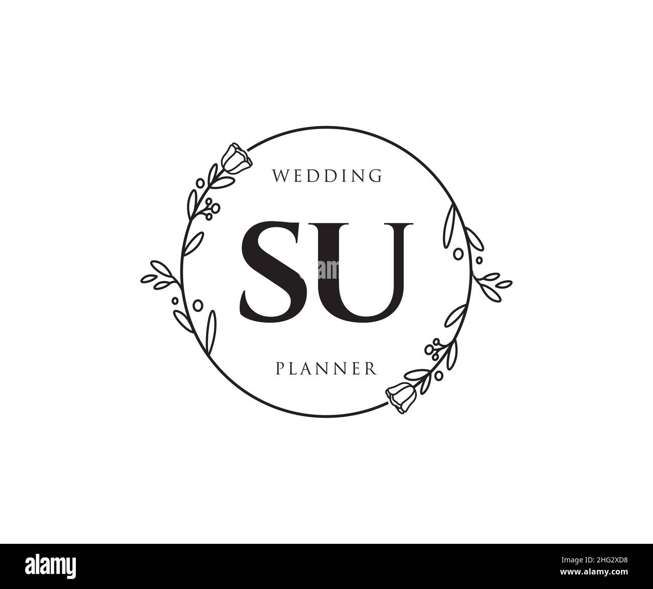 SU feminines Logo. Verwendbar für Natur, Salon, Spa, Kosmetik und Beauty Logos. Flaches Vektor-Logo-Design-Template-Element. Stock Vektor