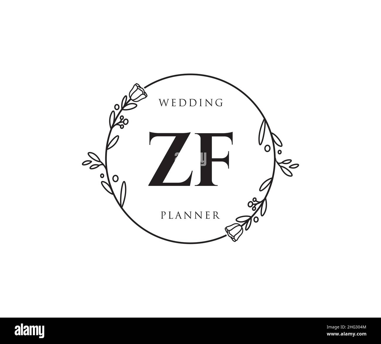 ZF feminines Logo. Verwendbar für Natur, Salon, Spa, Kosmetik und Beauty Logos. Flaches Vektor-Logo-Design-Template-Element. Stock Vektor